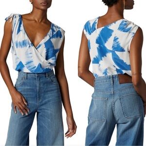 NWT Equipment Femme Chantal Blouse Bright Cobalt Blue Silk Asymmetric Sz S